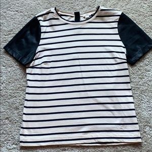 J Crew Top Leather Sleeves